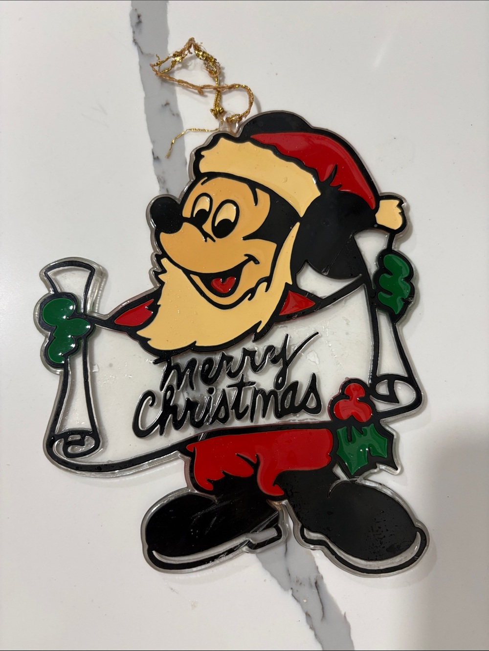 Disney Mickey Mouse "Merry Christmas" Large Holiday Ornament - 90’s Decor